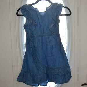 WONDER NATION Chambray Girls Ruffle Dress Size S 6/6X